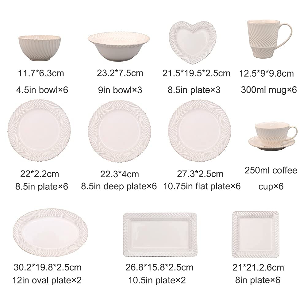 Amazon.co.jp: 食器セット52点、ホワイトエレガントセラミックディナー